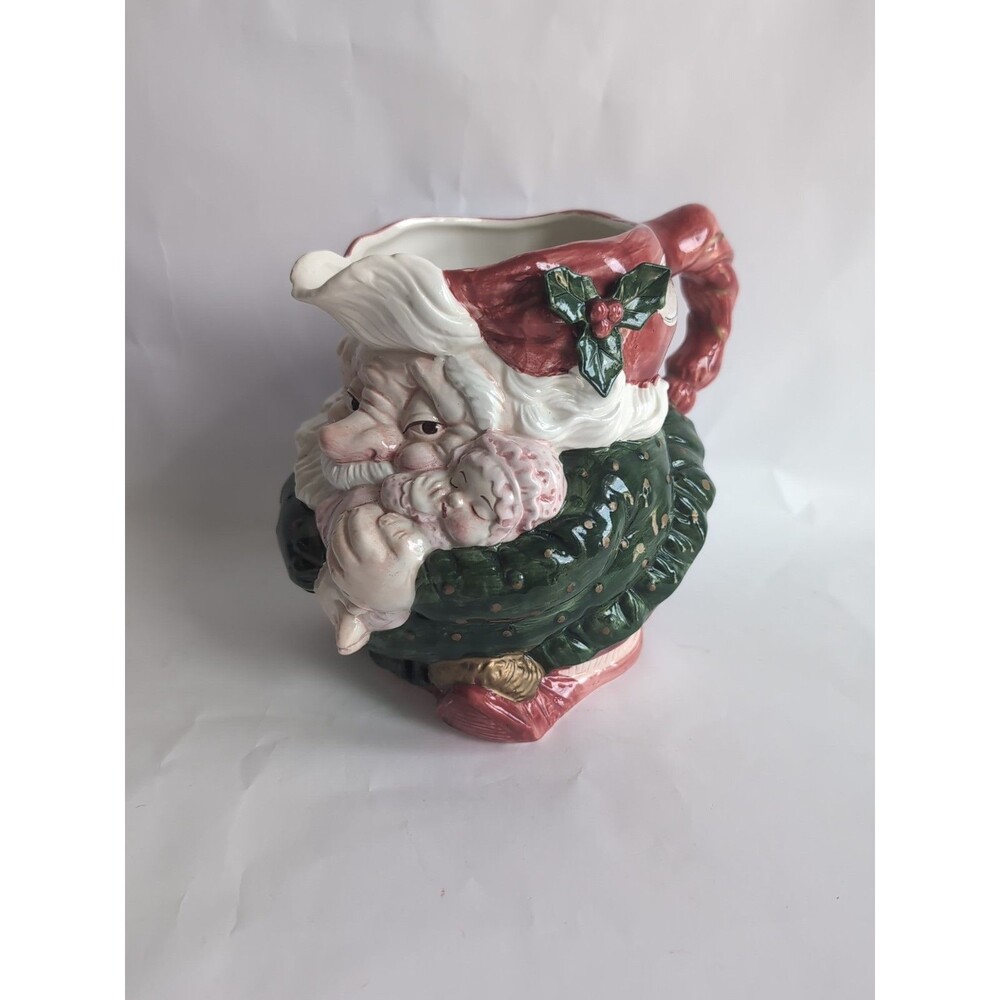 Fitz Floyd Santa Elf Pitcher 1989 1.75 qt Large Vintage Jug Christmas